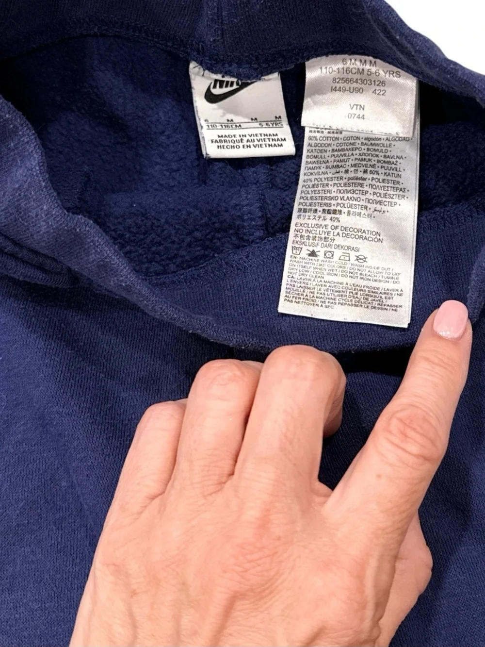 Nike Boys Sweatpants Navy Fleece Big Logo Size 5-6